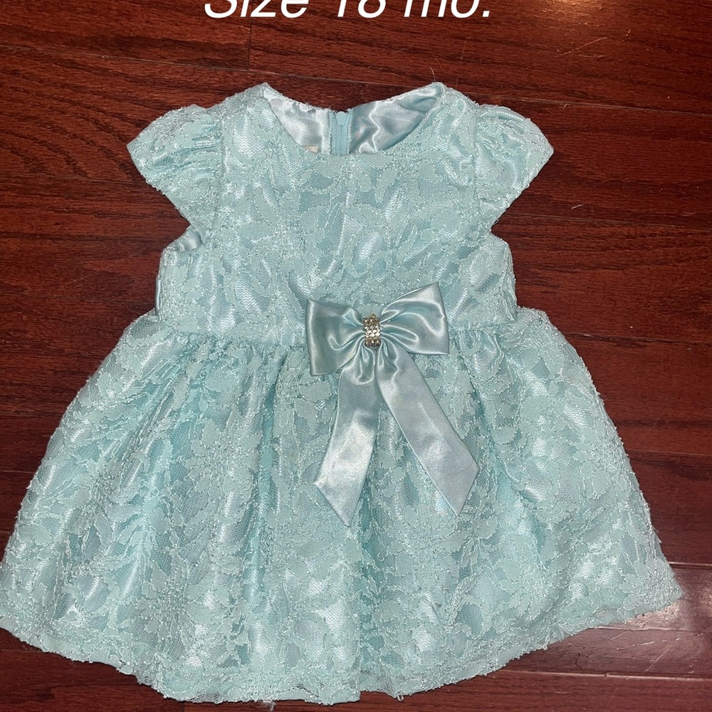 Elegant Aqua Lace Dress for Girls- 18mo.